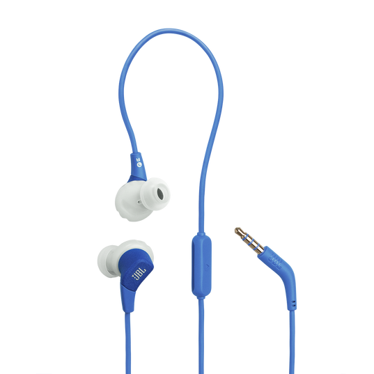 JBL Endurance Run 3 - Blue - Wired Sport Headphones - Hero