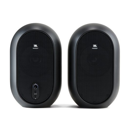 JBL 104 (Pair) - Black - Compact Powered Desktop Reference Monitors - Front