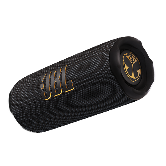 JBL Flip 7 Tomorrowland - Black - Portable waterproof and drop-proof speaker designed by JBL x Tomorrowland - Hero