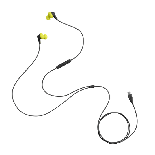 JBL Endurance Run 3 USB-C - Black / Lime - USB-C Wired Sport Headphones - Detailshot 3