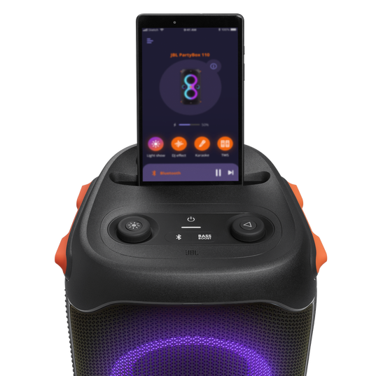 JBL Partybox 110 - Black - Portable party speaker with 160W powerful sound, built-in lights and splashproof design. - Detailshot 5