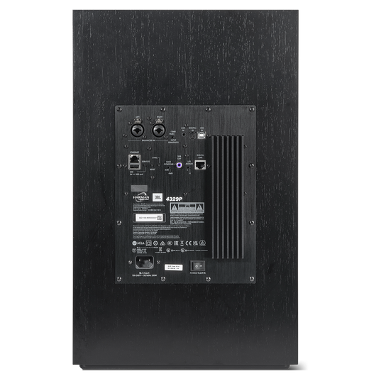 4329P Studio Monitor Powered Loudspeaker System - Black Walnut - Powered Bookshelf Loudspeaker System - Back