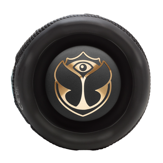 JBL Flip 7 Tomorrowland - Black - Portable waterproof and drop-proof speaker designed by JBL x Tomorrowland - Left