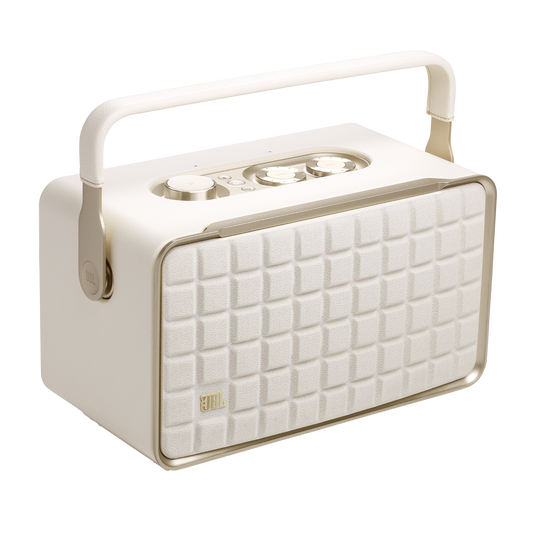 JBL Authentics 300 - White - Portable smart home speaker with Wi-Fi, Bluetooth and voice assistants with retro design. - Hero