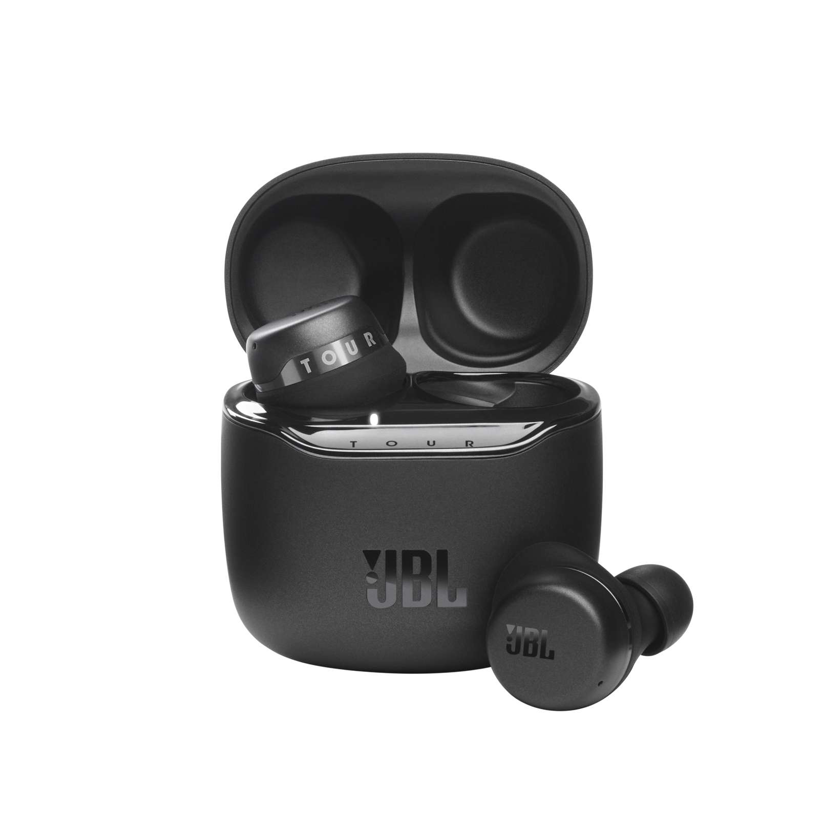 JBL Tour Pro+ TWS - Black - True wireless noise-cancelling earbuds - Hero